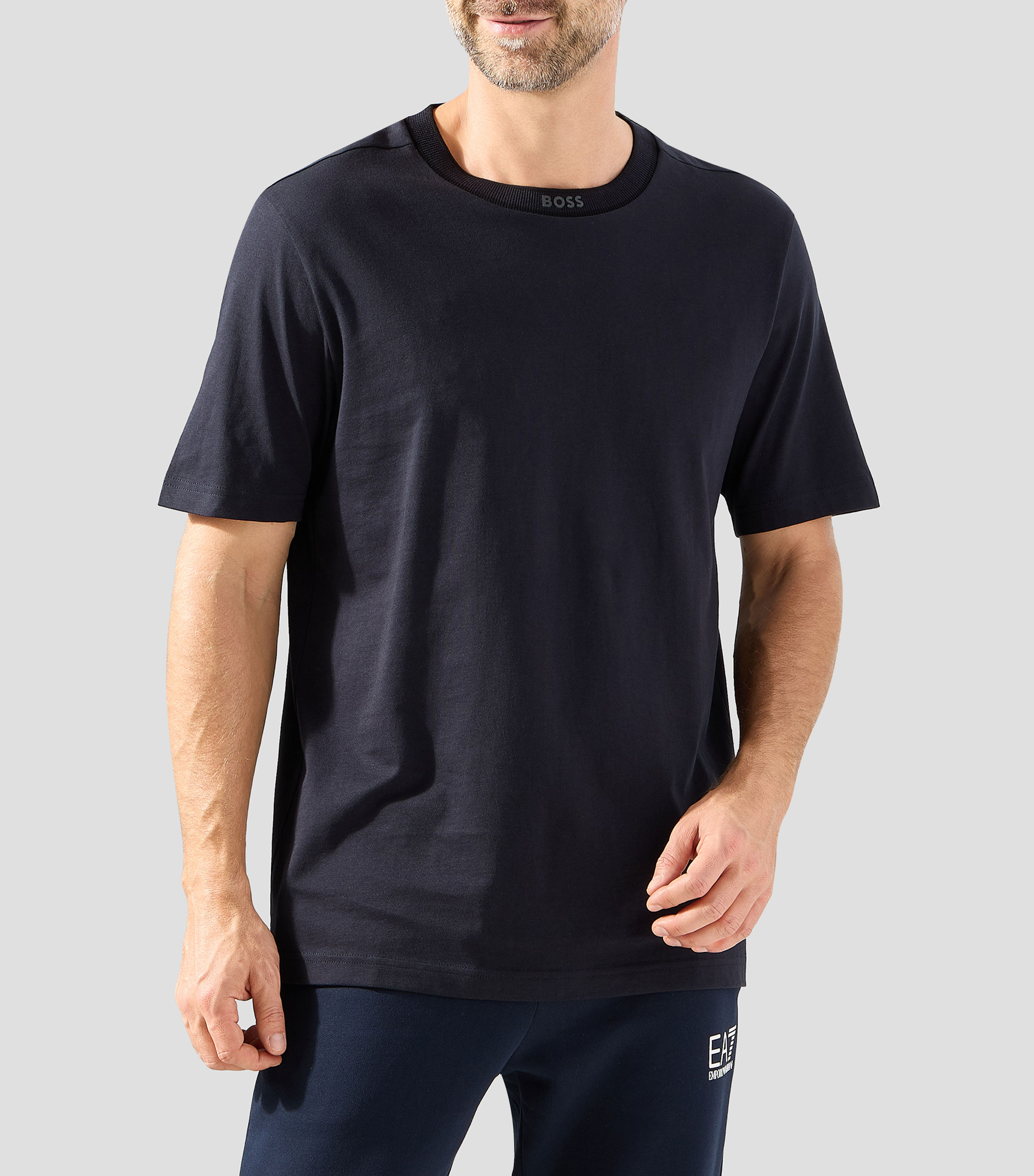 Playera cuello redondo de manga corta lisa Hombre